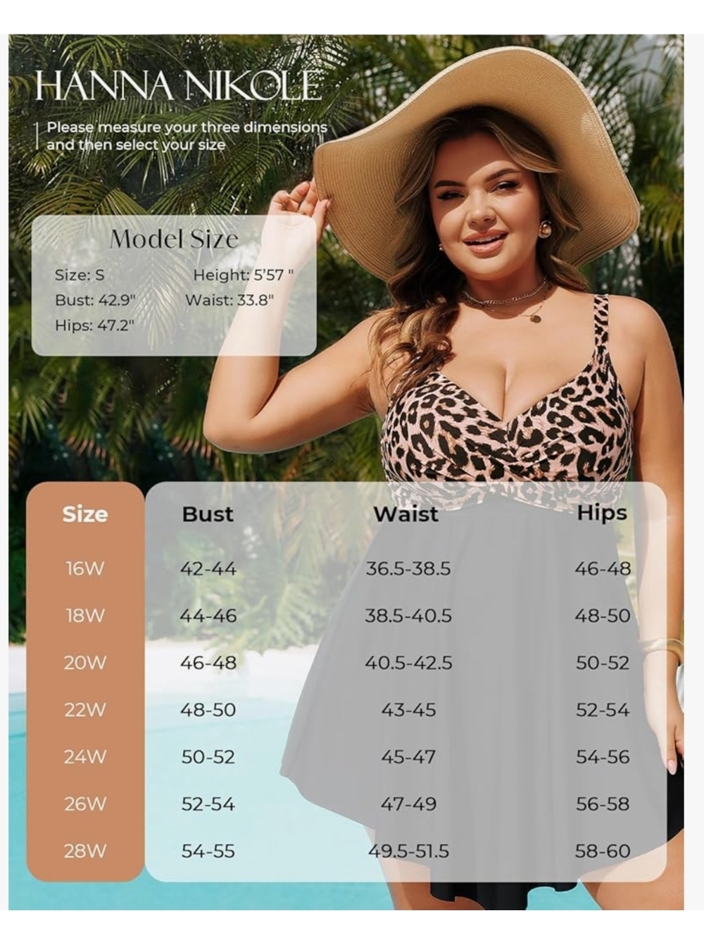Plus Size Leopard Bust Swimdress One-Piece in Pink and Black - Picture 7 of 10